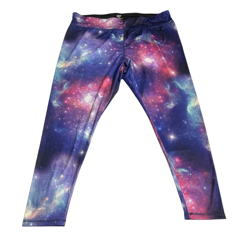 Zone Pro Womens Plus 3X Space Star Leggings Blue Purple Celestial Galaxy Cosmos